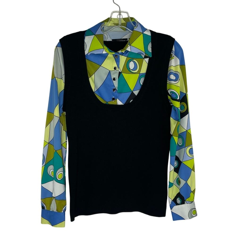 Mosca Layered vest blouse women's size Small Retro 80s artsy